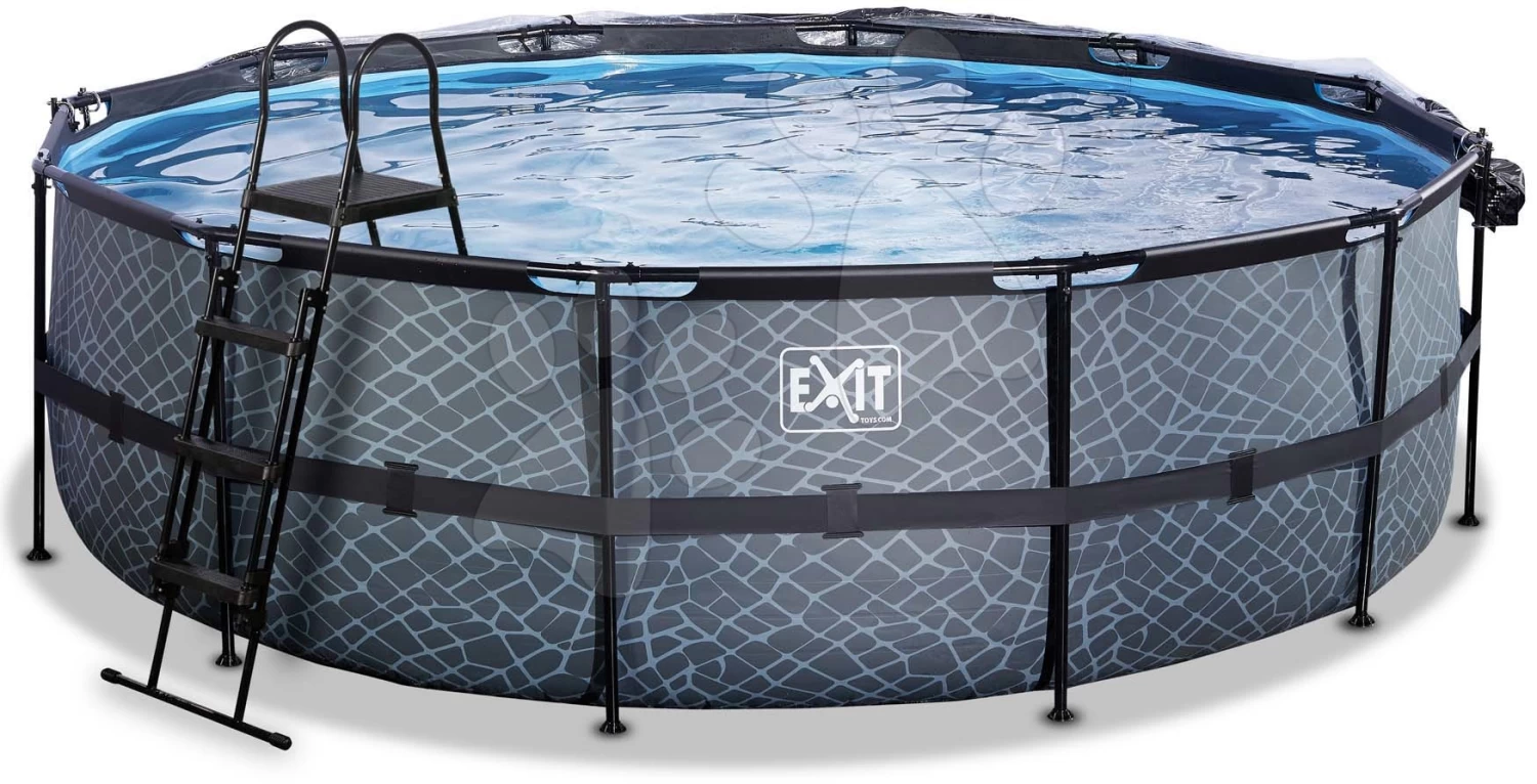 EXIT TOYS EXIT Stone Pool ø488x122cm Mit Sandfilterpumpe Und Abdeckung Und Wärmepumpe - Grau 6 EXIT TOYS EXIT Stone Pool ø488x122cm Mit Sandfilterpumpe Und Abdeckung Und Wärmepumpe - Grau – Bild 4