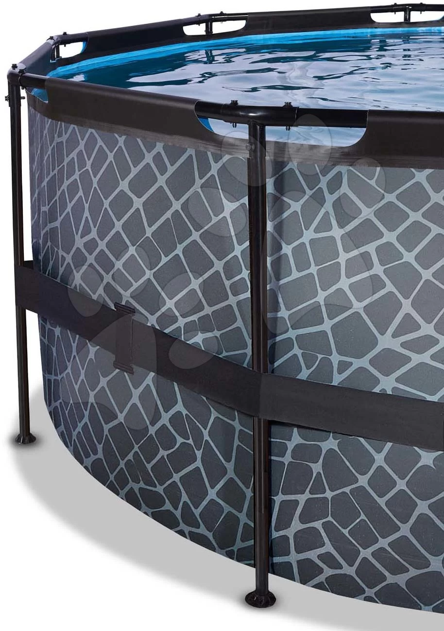 EXIT TOYS EXIT Stone Pool ø488x122cm Mit Sandfilterpumpe Und Abdeckung Und Wärmepumpe - Grau 7 EXIT TOYS EXIT Stone Pool ø488x122cm Mit Sandfilterpumpe Und Abdeckung Und Wärmepumpe - Grau – Bild 5