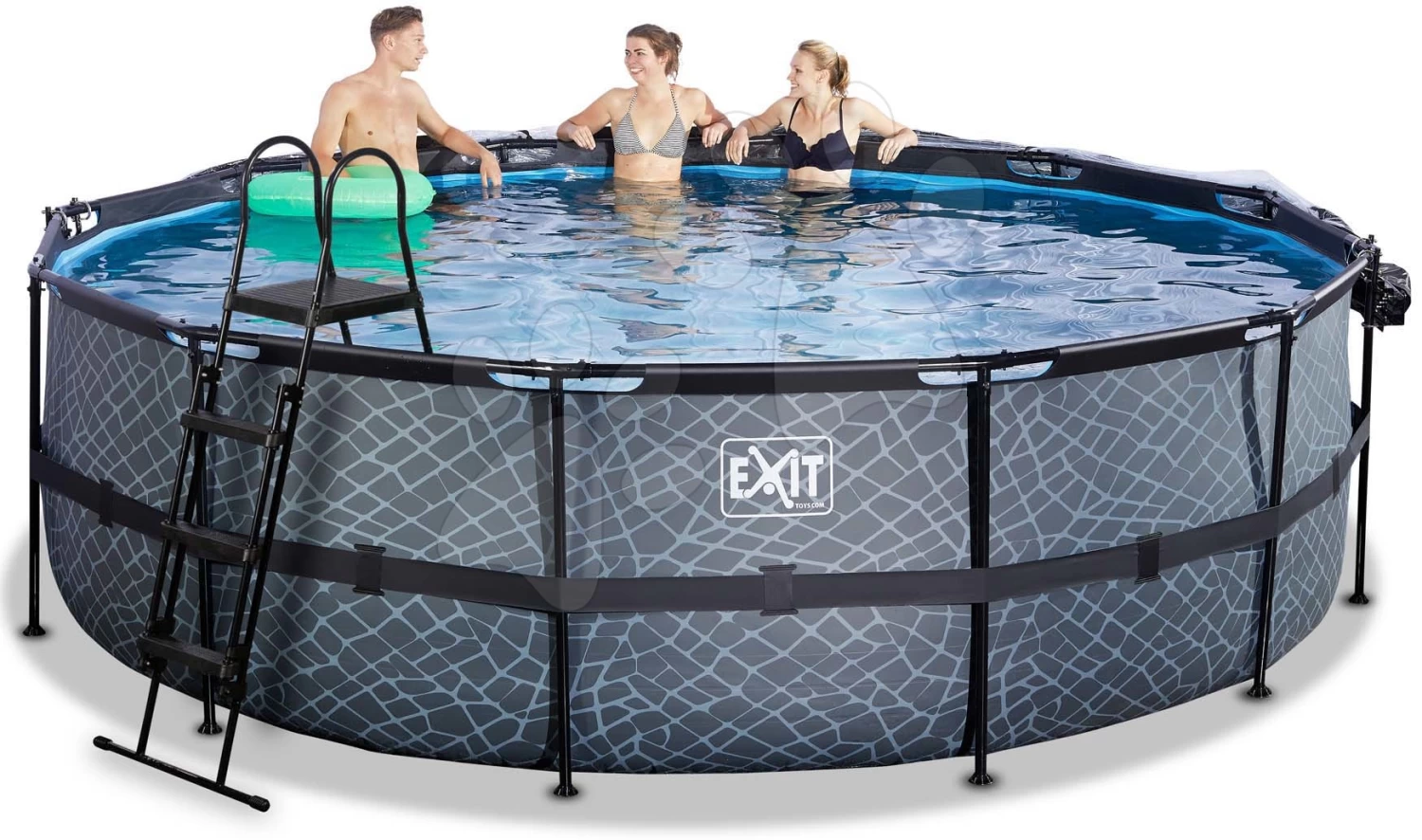 EXIT TOYS EXIT Stone Pool ø488x122cm Mit Sandfilterpumpe Und Abdeckung Und Wärmepumpe - Grau 3 EXIT TOYS EXIT Stone Pool ø488x122cm Mit Sandfilterpumpe Und Abdeckung Und Wärmepumpe - Grau
