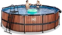 EXIT TOYS EXIT Wood Pool ø488x122cm Mit Sandfilterpumpe Und Abdeckung Und Wärmepumpe - Braun -Garten Spielzeug Laden 30671610 g exittoys bazen