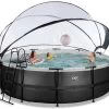 EXIT TOYS EXIT Black Leather Pool ø488x122cm Mit Sandfilterpumpe Und Abdeckung Und Wärmepumpe - Schwarz -Garten Spielzeug Laden 30671620 f exittoys bazen