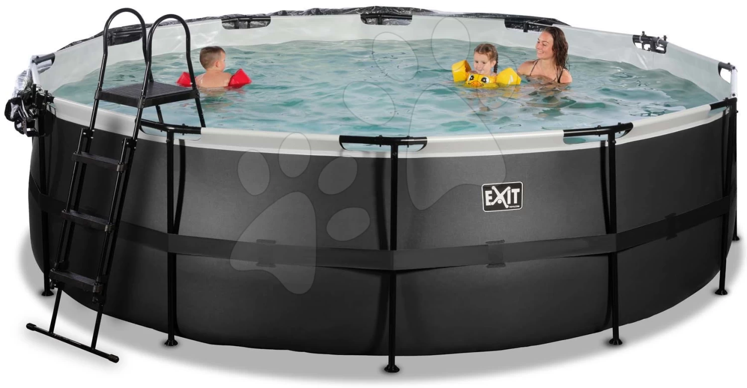 EXIT TOYS EXIT Black Leather Pool ø488x122cm Mit Sandfilterpumpe Und Abdeckung Und Wärmepumpe - Schwarz 4 EXIT TOYS EXIT Black Leather Pool ø488x122cm Mit Sandfilterpumpe Und Abdeckung Und Wärmepumpe - Schwarz – Bild 2
