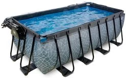 EXIT TOYS EXIT Stone Pool 400x200x122cm Mit Sandfilterpumpe Und Abdeckung Und Wärmepumpe - Grau -Garten Spielzeug Laden 30674200 c exittoys bazen