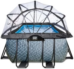 EXIT TOYS EXIT Stone Pool 400x200x122cm Mit Sandfilterpumpe Und Abdeckung Und Wärmepumpe - Grau -Garten Spielzeug Laden 30674200 d exittoys bazen