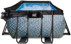 EXIT TOYS EXIT Stone Pool 400x200x122cm Mit Sandfilterpumpe Und Abdeckung Und Wärmepumpe - Grau -Garten Spielzeug Laden 30674200 f exittoys bazen