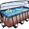 EXIT TOYS EXIT Wood Pool 400x200x122cm Mit Sandfilterpumpe Und Abdeckung Und Wärmepumpe - Braun -Garten Spielzeug Laden 30674210 h exittoys bazen