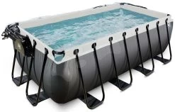 EXIT TOYS EXIT Black Leather Pool 400x200x122cm Mit Sandfilterpumpe Und Abdeckung Und Wärmepumpe - Schwarz -Garten Spielzeug Laden 30674220 c exittoys bazen
