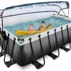EXIT TOYS EXIT Black Leather Pool 400x200x122cm Mit Sandfilterpumpe Und Abdeckung Und Wärmepumpe - Schwarz -Garten Spielzeug Laden 30674220 h exittoys bazen
