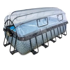 EXIT TOYS EXIT Stone Pool 540x250x122cm Mit Sandfilterpumpe Und Abdeckung Und Wärmepumpe - Grau -Garten Spielzeug Laden 30675300 i exittoys bazen