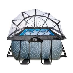 EXIT TOYS EXIT Stone Pool 540x250x122cm Mit Sandfilterpumpe Und Abdeckung Und Wärmepumpe - Grau -Garten Spielzeug Laden 30675300 l exittoys bazen