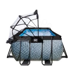 EXIT TOYS EXIT Stone Pool 540x250x122cm Mit Sandfilterpumpe Und Abdeckung Und Wärmepumpe - Grau -Garten Spielzeug Laden 30675300 m exittoys bazen
