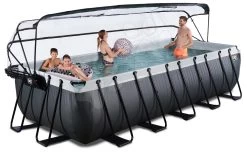 EXIT TOYS EXIT Black Leather Pool 540x250x122cm Mit Sandfilterpumpe Und Abdeckung Und Wärmepumpe - Schwarz