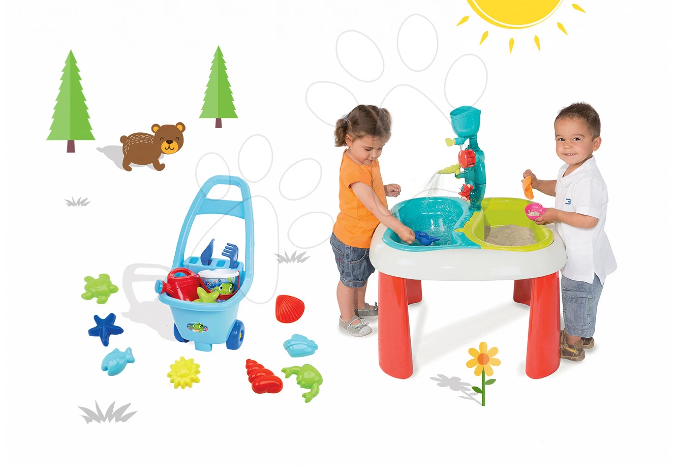 Tischset Water&Sand 2in1 Smoby Mit Mühle Und Trolley Zum Schleppen Set Ab 18 Monaten 19 Tischset Water&Sand 2in1 Smoby Mit Mühle Und Trolley Zum Schleppen Set Ab 18 Monaten – Bild 17