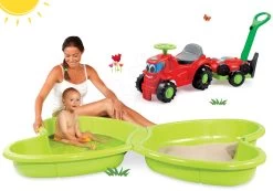 Set Sandkasten Schmetterling Smoby Mit Wasserdüse Und Laufrad Mit Anhänger Und Mäher -Garten Spielzeug Laden 310143set 14 smoby set
