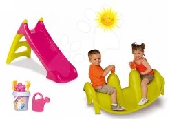 Set Schaukel Hund Smoby Doppelseitig Mit Springbrunnen Und Rutsche Toboggan XS Mit Wasserlänge 90 Cm Mit Eimerset Princess -Garten Spielzeug Laden 310159 5 smoby set