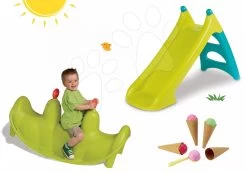 Set Schaukel Hund Smoby Doppelseitig, Rutsche Toboggan XS Mit Wasserlänge 90 Cm Und Eis Mit Waffeln -Garten Spielzeug Laden 310159 7 smoby set