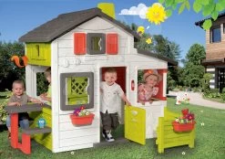 Kletterset Multiactivity Climbing Tower Smoby Mit 3 Kletterwänden Mit Rutsche Und Haus Der Freunde Mit Vorgarten Und Küche Ab 24 Monaten -Garten Spielzeug Laden 310209 d smoby domcek