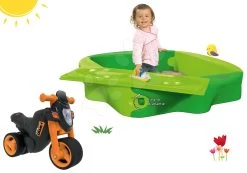 Set Sandkasten Sandy BIG Mit Festdeckel Und Laufrad Mit Gummirädern Und Hupe Ab 12 Monaten -Garten Spielzeug Laden 56733set 4 big set