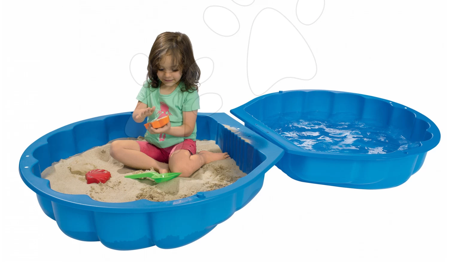 Set Sandkasten Muschel Zweiteilig Watershell Blue BIG Blau Und Laufrad Mit Bagger 5 Set Sandkasten Muschel Zweiteilig Watershell Blue BIG Blau Und Laufrad Mit Bagger – Bild 3