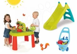 Tischset Gärtner De Jardinage 2in1 Smoby Zweiteilig Mit Garten Und Rutsche Toboggan XS Mit Wasser Und Trolley Mit Werkzeug -Garten Spielzeug Laden 840100 6 smoby set