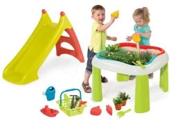 Tischset Gärtner De Jardinage 2in1 Smoby Zweiteilig Mit Garten Und Rutsche Toboggan XS Mit Wasserlänge 90 Cm -Garten Spielzeug Laden 840101set 4 smoby set 2