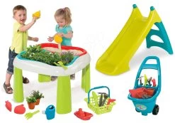 Tischset Gärtner De Jardinage 2in1 Smoby Zweiteilig Mit Garten Und Rutsche Toboggan XS Mit Wasser Und Trolley Mit Werkzeug -Garten Spielzeug Laden 840101set 6 smoby set 2