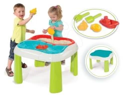 Tischset Water&Sand 2in1 Smoby Mit Einer Mühle Und Einem Sportset Mit 7 Spielen Von Jardin&Saisons Ab 18 Monaten