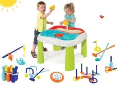 Tischset Water&Sand 2in1 Smoby Mit Einer Mühle Und Einem Sportset Mit 7 Spielen Von Jardin&Saisons Ab 18 Monaten -Garten Spielzeug Laden 840107set 5 smoby set