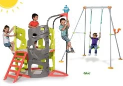 Kletterset Multiactivity Climbing Tower Smoby Mit 3 Kletterwänden Mit Rutsche Und Schaukel Mit Metallkonstruktion Höhe 180 Cm Ab 24 Monaten -Garten Spielzeug Laden 840201set 1 smoby set
