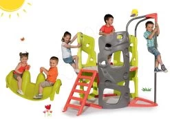 Multiaktivitäts-Kletterturm Climbing Tower Smoby Mit 3 Kletterwänden Mit Rutsche Und Geschenk Doppelschaukel Hund Ab 24 Monaten -Garten Spielzeug Laden 840201set 2 smoby set 2