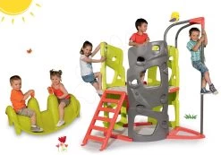 Multiaktivitäts-Kletterturm Climbing Tower Smoby Mit 3 Kletterwänden Mit Rutsche Und Geschenk Doppelschaukel Hund Ab 24 Monaten -Garten Spielzeug Laden 840201set 2 smoby set