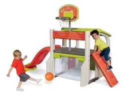 Spielcenter-Set Fun Center Smoby Mit 150 Cm Langer Rutsche Und Einem Farmer XL Traktor Mit Rotem Anhänger