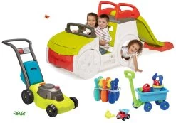 Kletterset Adventure Car Smoby Mit Rutsche, Rasenmäher, Schleppwagen Und Stempeln Ab 24 Monaten -Garten Spielzeug Laden 840205set 23 smoby set 2